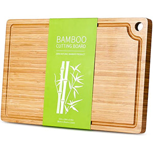 Bamboo Cutting Board - Natural Bamboo - Antibacterial - Non - Grooved Cutting Board - Easy to Clean Kitchen Board