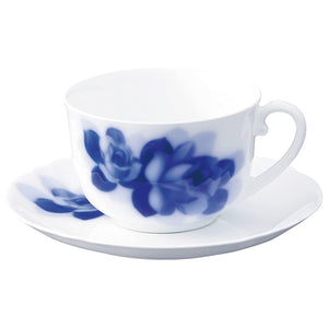 Okura Ceramic Garden BLUE ROSE JANET MORNING CUP & SAUCER