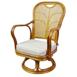 Otake Sangyo Rattan Rattan Rattan Makes Reading and Smartphone Easy, Rotating Chair, Japanese Room, Middle Type, Brown, 22.4 x 24.8 x 33.5 inches (57 x 63 x 85 cm)
