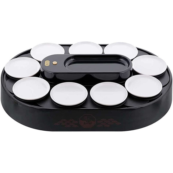 Liberty Corporation LD-349 Rotating Sushi Lane Black Plates, 10 Pieces, Squeezed Sushi Mold, Home Use, Battery Operated