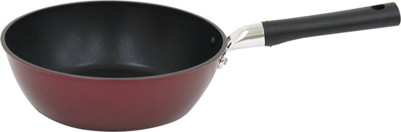 Ushiyama VVT-D22 Deep Frying Pan, 8.7 inches (22 cm), Made in Japan, For Gas Fires, Red