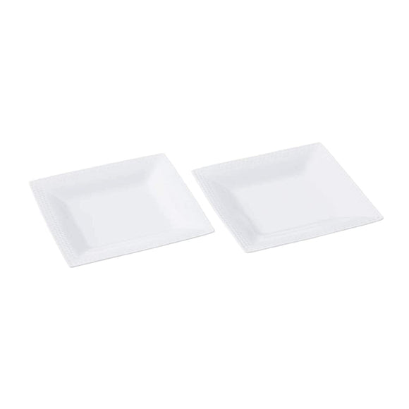 Noritake P5340A/1610 Square Plate (Pair Set) 7.5 inches (19 cm), Lismo White, Microwave Safe, Dishwasher Safe, 2 Pieces, Fine Porcelain