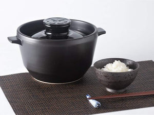 Hachiemon Kiln Arita Roasted Rice Cooker, Direct Fire and Microwave Safe, 2 Cup Ceramic Rice Cooker, Made in Japan Patent Office Application