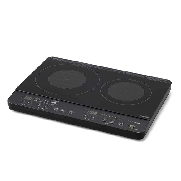 Iris Ohyama IHK-WKT22-B 2-Outlet Induction Stove, Black,