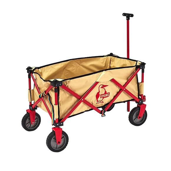 Chums CH62-1755 Folding Wagon, Beige/Red, H 38.6 x W 42.1 x D 19.7 inches (98 x 107 x 50 cm)