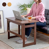 Natural Wood Folding Table, Storable, No Assembly Required, Finished Product, Height 21.7 inches (55 cm), Brown