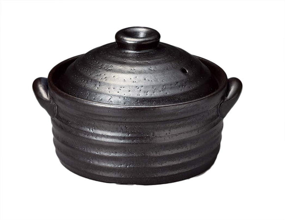 Sanko Rice Pot, Black Glaze Metal, Bomb Ware Rice Pot, For them