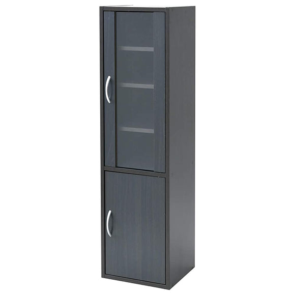 Yamazen Cupboard (Slim) Width 32 cm (High type) Height 120 x Depth 29 cm Door can be changed left and right Shelf board height adjustment) Living alone Assembly Dark brown CCB-1230 (DBR)