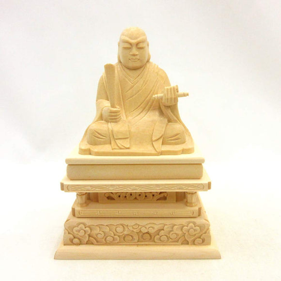 Wooden sculpture buddha Nichiren SAINTS statue 2.5 Dimension Hinoki