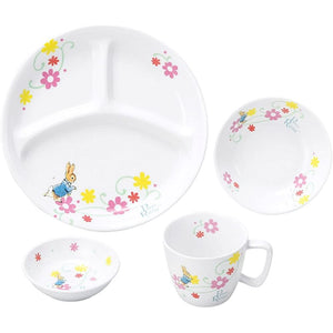 OGISO Peter Rabbit Fleur Tempered Porcelain Dinnerware Set of 4 (Dishwasher and Microwave Safe)