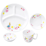 OGISO Peter Rabbit Fleur Tempered Porcelain Dinnerware Set of 4 (Dishwasher and Microwave Safe)