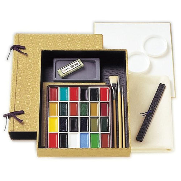 KISSHO Japanese Painting Paint, Face Color, Ink Painting Set No. 3, Made in 24 Colors