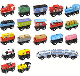 Wooden Rail Train Freight Car Set Toy Railway Hape Brio Thomas Wooden Rail Series Chuggington Compatible (Vehicle Set)