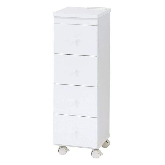 Crosio Slim Wagon, Laundry Storage, White, With Casters, Width 9.8 inches (25 cm)