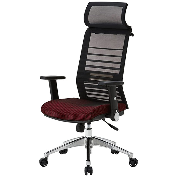 KOIZUMI JG6-102RE Ergonomic Chair, Red, Size: W680 x D675 - 730 x H1180 - 1270 mm), Seat Height: 16.9 - 20.5 inches (430 - 520 mm), Elbow Height 24.8 - 28.3 inches (630 - 720 mm)
