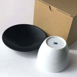 White Ceramic Porcelain Teacup (Black Charcoal Glazed) + Tea Bowls Inoguchi