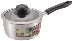 Pearl Metal Grano HB-110 Stainless Steel Pot with Glass Lid, Single Handle, 6.3 inches (16 cm)