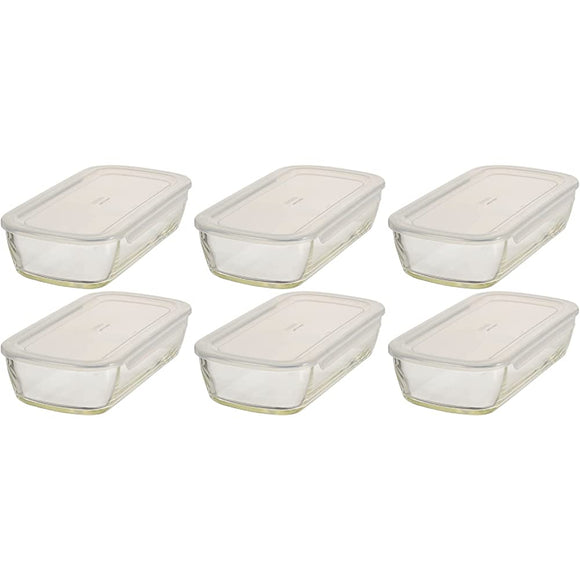 HARIO BUONO Kitchen KSTL-90-TW Heat-Resistant Glass Storage Container, Made in Japan, 30.4 fl oz (900 ml), Square, Set of 6, Clear