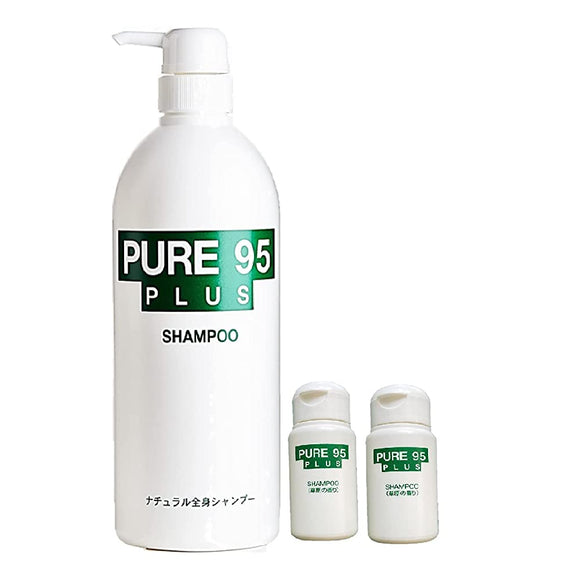 PURE95 P J PLUS Amino Acid Non-Silicone Shampoo (27.1 fl oz (800 ml) / Bottle) & Shampoo x 2 (0.8 fl oz (25 ml) / Trial Use) Set, Pure 95 Plus, Salon Exclusive