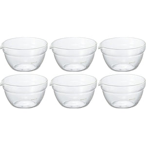 HARIO KB-20-BK Heat Resistant Glass, Single Mouth Bowl, 6.8 fl oz (200 ml), Set of 6, Clear