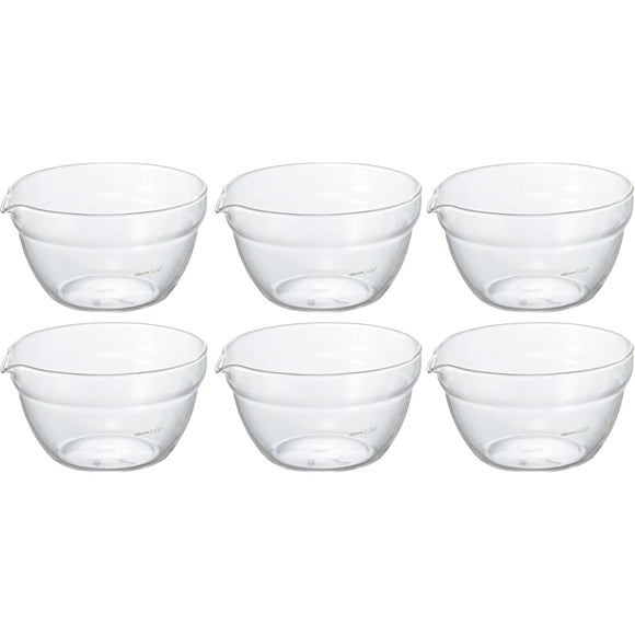 HARIO KB-20-BK Heat Resistant Glass, Single Mouth Bowl, 6.8 fl oz (200 ml), Set of 6, Clear