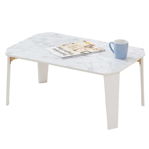 Doshisha FTL7550-MW Low Folding Table, Center Table, White, Width 29.5 x Depth 19.7 x Height 12.6 inches (75 x 50 x 32 cm), Stylish, Marble Pattern, Marble White