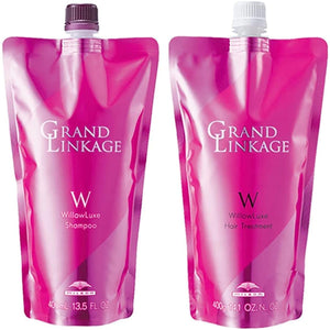 Milbon Grand Linkage Willow Luxe Shampoo 400mL + Treatment 400g Refill Set Hair Shape Care