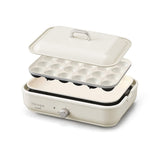 Iris Ohyama MHP-R102-WC Compact Hot Plate, 2-Way, Flat Plate, Takoyaki Plate, Ceramic, White Ivory