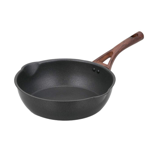 Takeda Corporation HDS-K28DS Lightweight Deep Strong Wood Grain Handle, Black, 11.0 x 11.0 x 3.0 inches (28 x 28 x 7.5 cm), Induction Compatible Lightweight Hard Stone Frying Pan 11.0 inches (28 cm), Deep