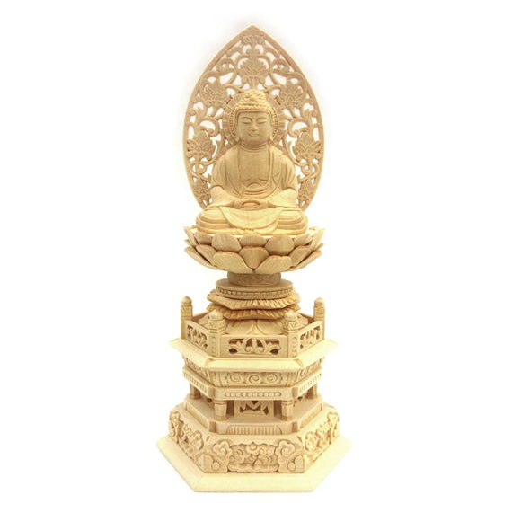Kurita Buddha Statue Brand [Nyurai] Buddha Nyorai Zazu Statue Cypress Wood Premium Wood Carving Grass Hexagon (2.0 size) 531