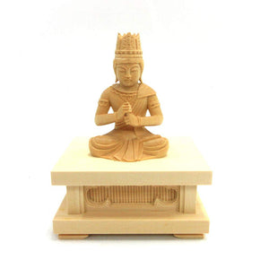 Wooden sculpture BUDDHA Dainichi Nyorai seat statue JAPANESE WORLD 2.0 DIMENSION Hinoki Phone ONLY SQUARE PEDESTAL WITH