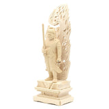 Wooden sculpture BUDDHA of Fudo Myo King SQUARE BASE Flame Light 6.0 Dimension Hinoki