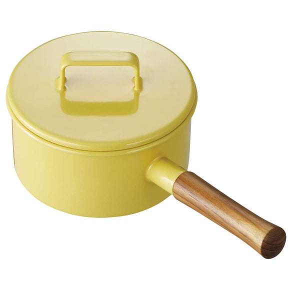365methods YY-16S.Y Single Handle Pot, Sauce Pan, Enamel, 6.7 inches (17 cm), Induction Compatible, Yellow