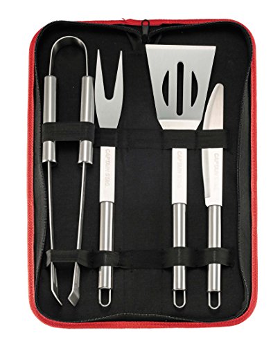 Captain Stag (Captain Stag) BBQ Cooking BBQ Tool Set, Tongs, Forks, Knives, Turners, Storage Bag, Stainless Steel UG-3249