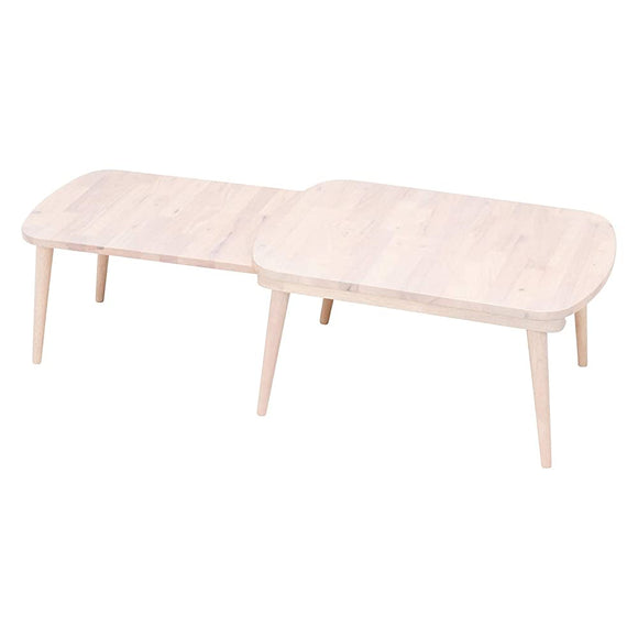 Fuji Boeki 37656 Slide Natural Signature Low Table, W 27.6-47.2 x D 19.7 x H 13.4 inches (70-120 x 50 x 34 cm), White Wash, Natural Wood, Slide Type