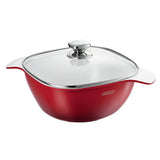 D&S DSMSC24WHRE Two-Handled Pot, 9.4 inches (24 cm), Induction Compatible, Mermaid Casserole White Red, Ceramic Coating