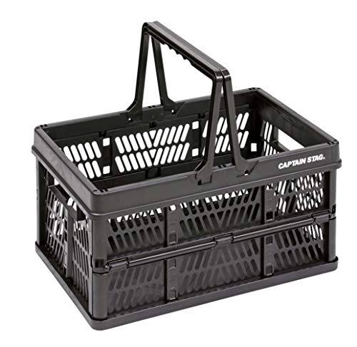 Captain Stag Folding Container Basket Handy Container with Handle L BlackKhakiOlive