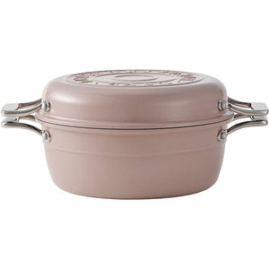 Hokuriku Aluminum A-2031 Two-Handled Pot, 8.3 inches (21 cm), For Gas Stoves, Lightweight, Light Cherry Blossom, Ceramic Treatment, Made in Japan