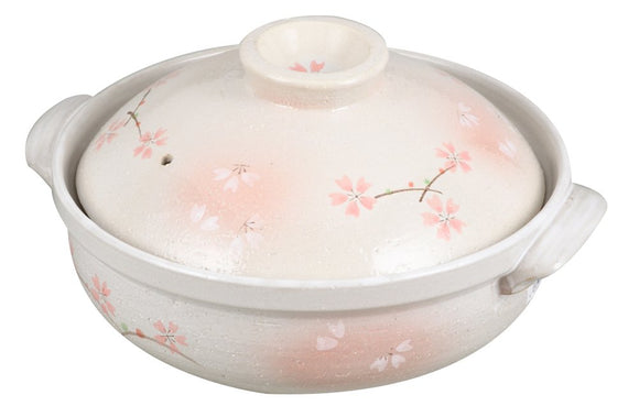 Pearl Metal L-1841 Pot, No. 8 Sakura Pattern, For Gas Fires