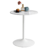 Hagiwara LT-4918MWH Dining Table, Cafe Table, Dining Table, Marble Style Top x Steel Legs, Round, Industrial, Width 23.6 inches (60 cm), Depth 23.6 inches (60 cm), Height 27.6 inches (70 cm), White