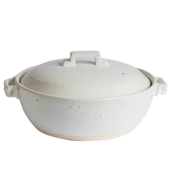 Saji Pottery 27-919 White, 10.0 inches (25.5 cm), Banko Ware Style Earthenware Pot (Made with Rough Earth), No. 8