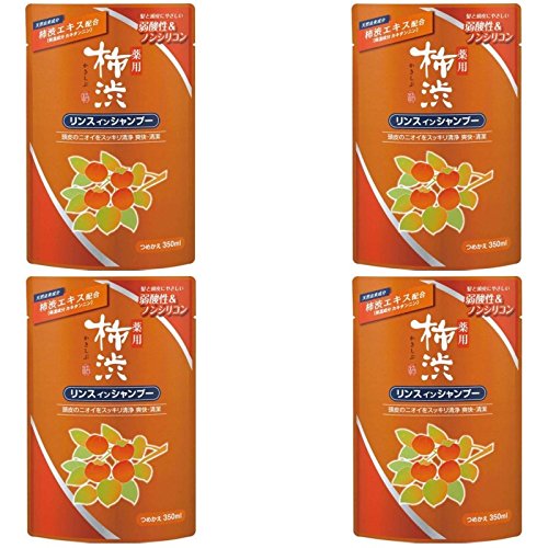 [Set item] Kumano Yushi Medicated Kakishibu Rinse-in Shampoo Refill 350ml  [x4]
