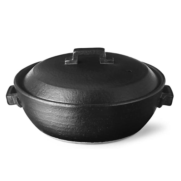 ANDNE NMT-031-BK Banko Ware Pot, IH 200 V, Oven, Microwave Compatible, No. 8, Black