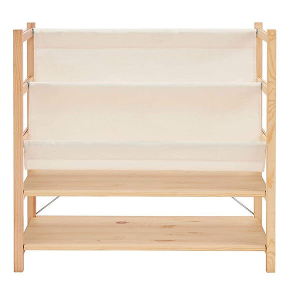 Muji 38749769 Pine Wood Unit Shelf, Canvas Magazine Rack, Width 33.9 inches (86 cm), Width 32.9 inches (83.5 cm), Depth 13.4 inches (34 cm), Height 19.7 inches (50 cm)