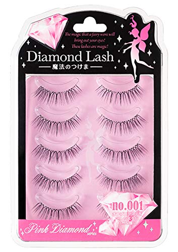 Diamond Lash no.001 5 Pairs (For Top Eyelashes) For Natural Eyes Like Adding Eyelash Extensions.