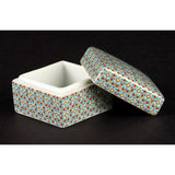 AoSubura, Kyuyaki Pottery Box, Color Painting Pottery Box, Small Pattern Handle, SAI-08