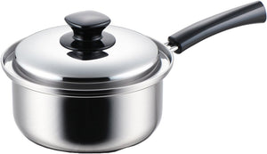 Yoshikawa SJ1933 Single Handle Pot, 7.1 inches (18 cm), IH Compatible, Triple Layer Steel, Silver