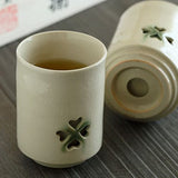 Ohori Soma Ware Matsunaga Kiln in Wooden Box, Double Breasted Tea Cup (Ivory)