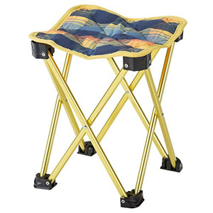 Bundok Mini Aluminum Stool <Blue Check Yellow Check> BD-118 Compact Chair with Storage Case