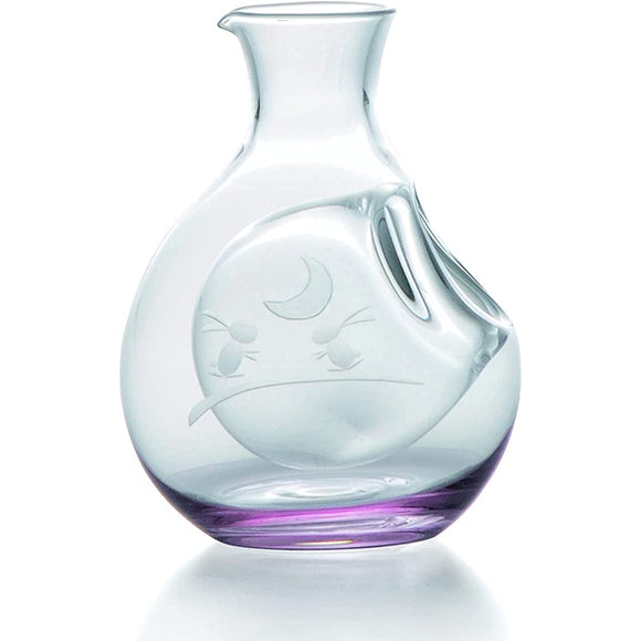 Glass Pocket Carafe Tokuri, Approx. 9.1 fl oz (270 ml), Faceted Moon Rabbit, Pink 47H151-PK